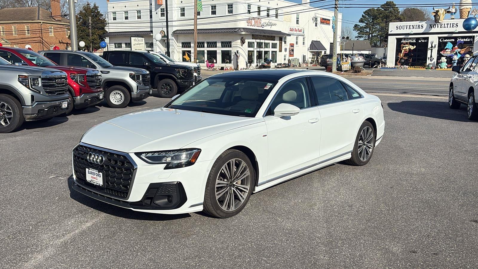 2024 Audi A8 L 55 TFSI quattro Tiptronic in White — front three-quarter view